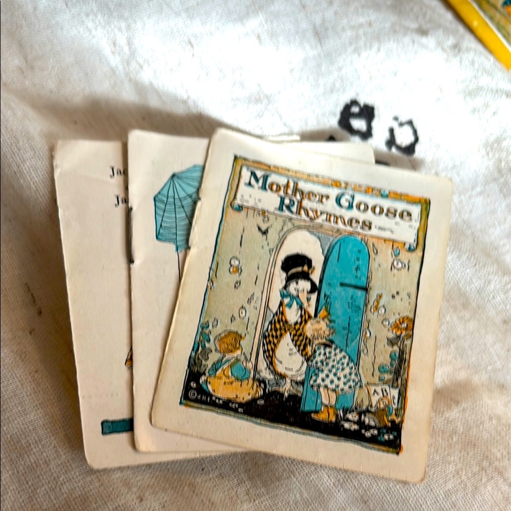 RARE 109 Years old Mother Goose Rhymes - front and back cover off.